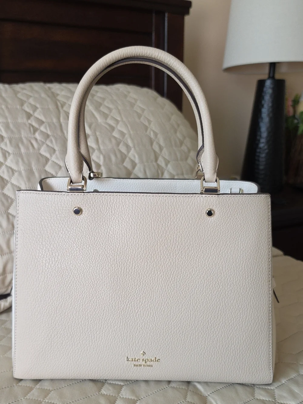 Kate Spade Pebbled Leather Satchel in Light Cream